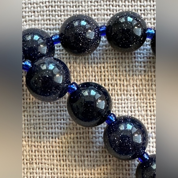 20-1/2 inch Blue Goldstone bead necklace NWOT - Picture 8 of 15
